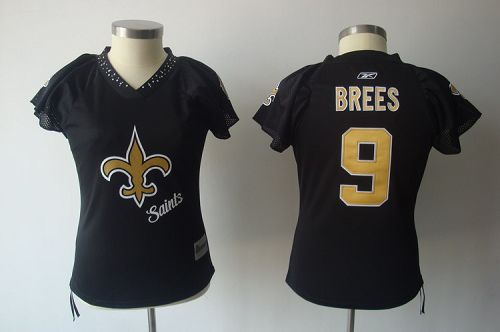 Saints #9 Drew Brees Black 2011 Women's Field Flirt Stitched NFL Jersey